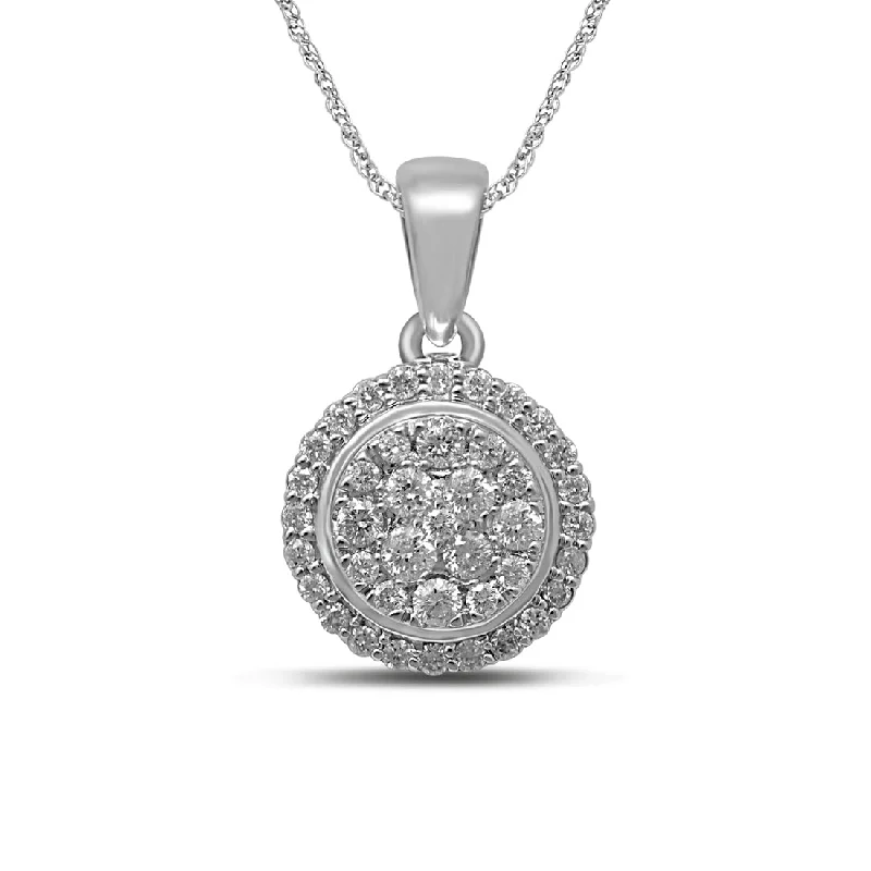 9ct White Gold 0.50ct Diamond Circle Necklace