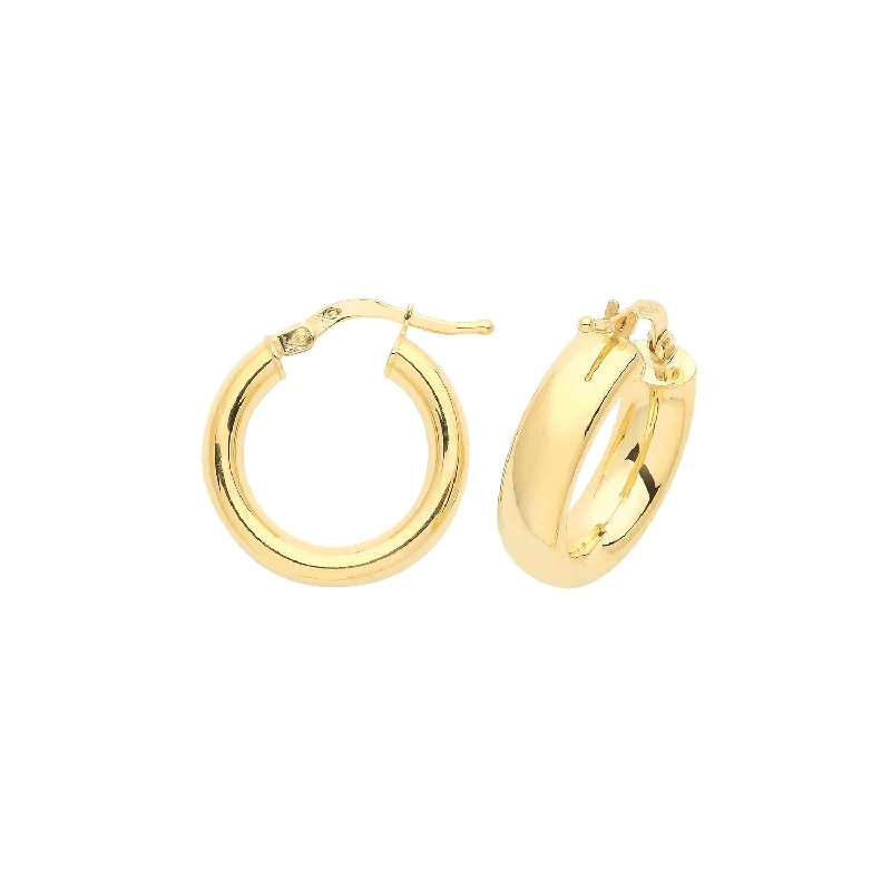 12mm Tube Hoop Earrings - 9ct Yellow Gold