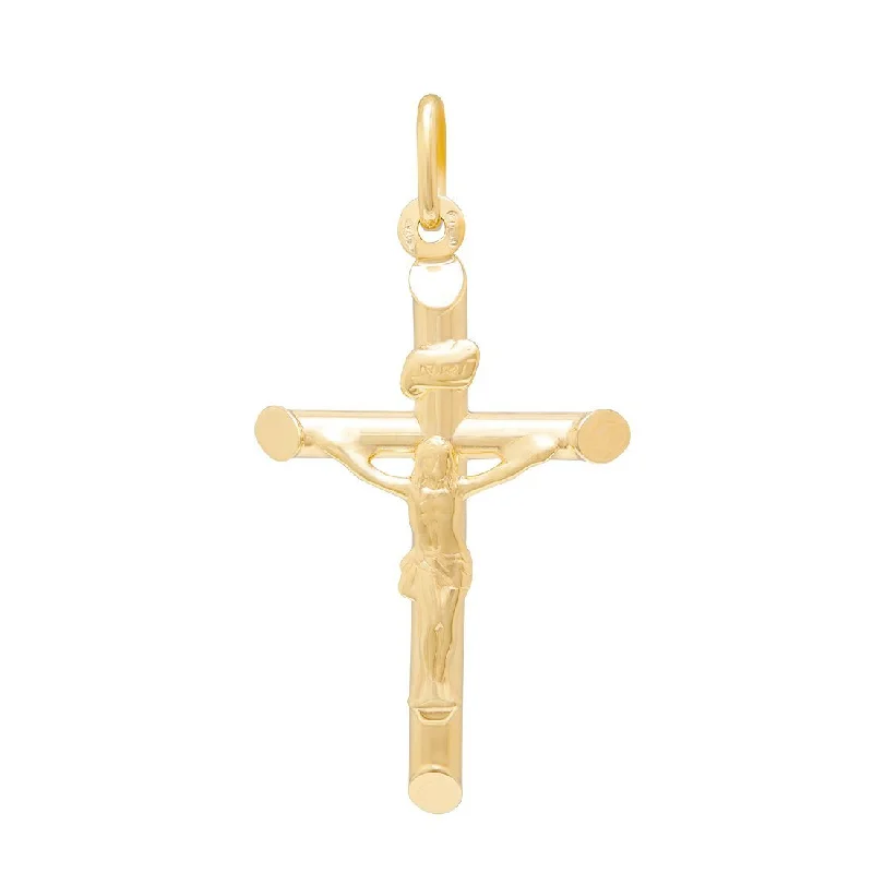 Bevelled Edges Crucifix Cross Pendant in 9ct Yellow Gold