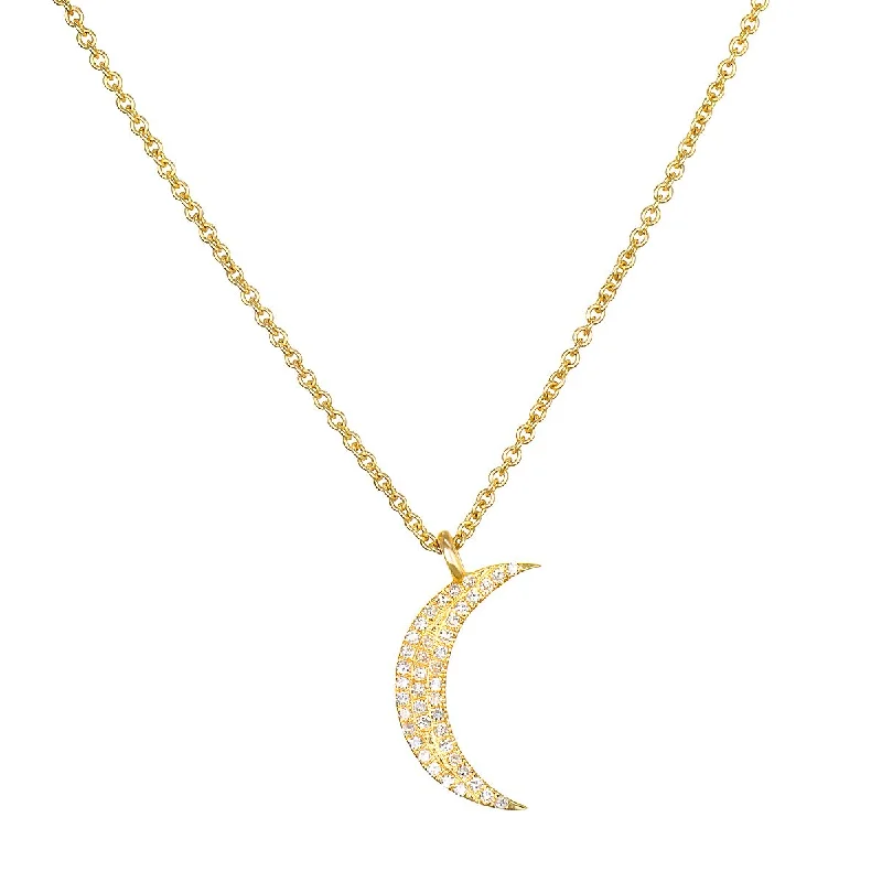 Moon Diamond 14kt Gold Pendant Necklace