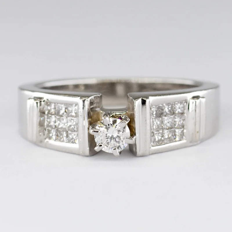 Cluster Diamond White Gold Ring | 0.62ctw | SZ 7 |