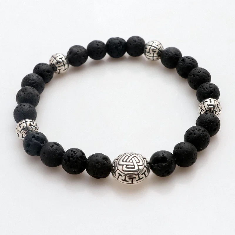 Unity Triangle Balinese Black Lava Stone Unity Bracelet with Silver 925