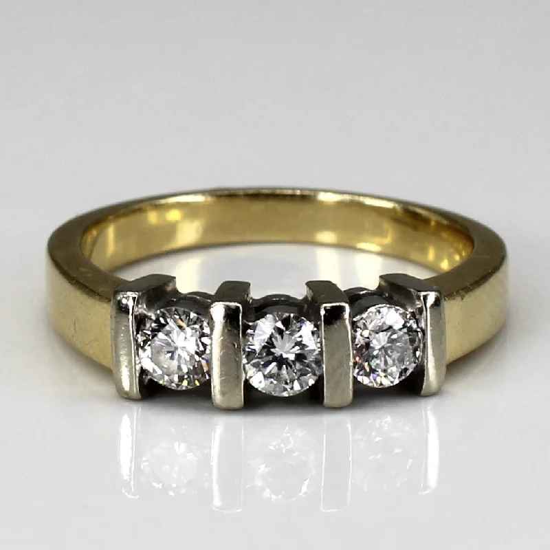 Tension Set Three Stone Diamond Ring | 0.51ctw | SZ 7 |