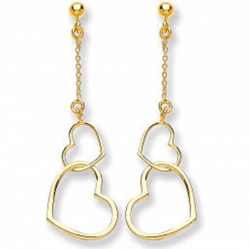 Heart Drop Earring - 9ct Yellow Gold