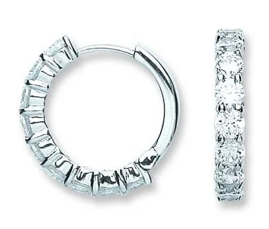 Silver Cz Hoop Earrings - Sterling Silver