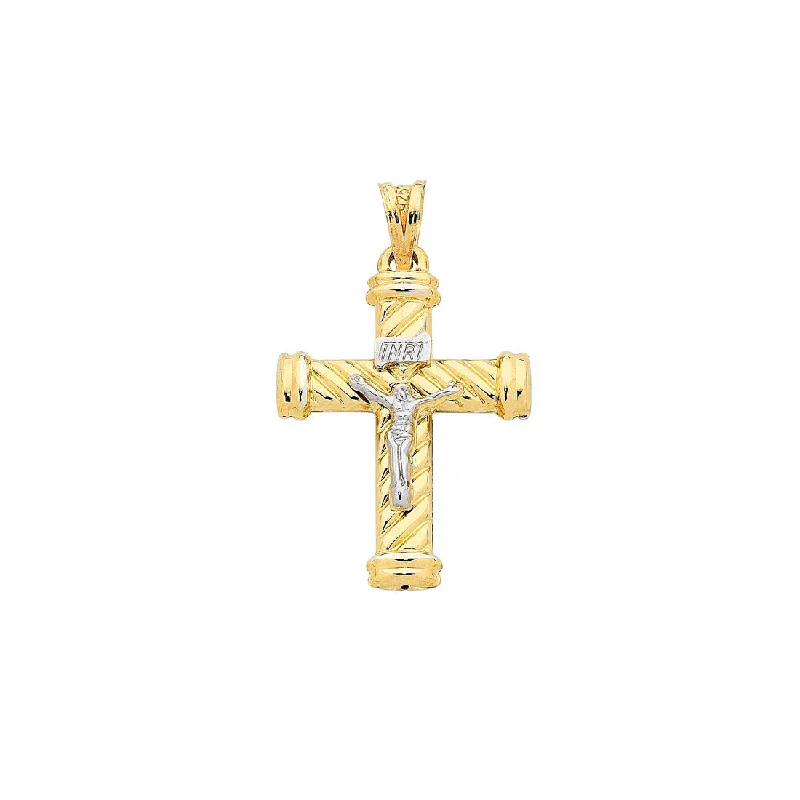 9ct Yellow Gold Silver Infused Crucifix Pendant