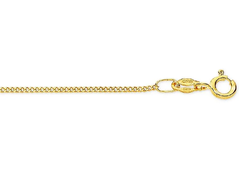 9ct Yellow Gold Fine Curb Chain Necklace 40cm