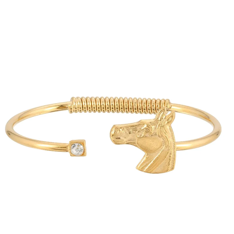 1928 Jewelry® 14K Gold-Dipped Clear Crystal And Horse Accent Hinge Bracelet