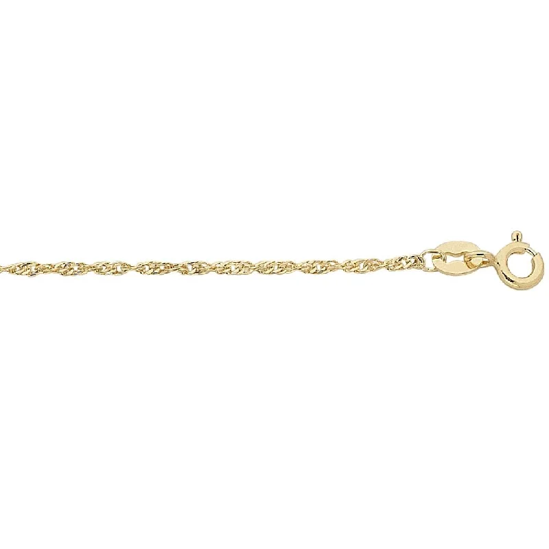 9ct Yellow Gold Fine Singapore Twist Chain Necklace 50cm