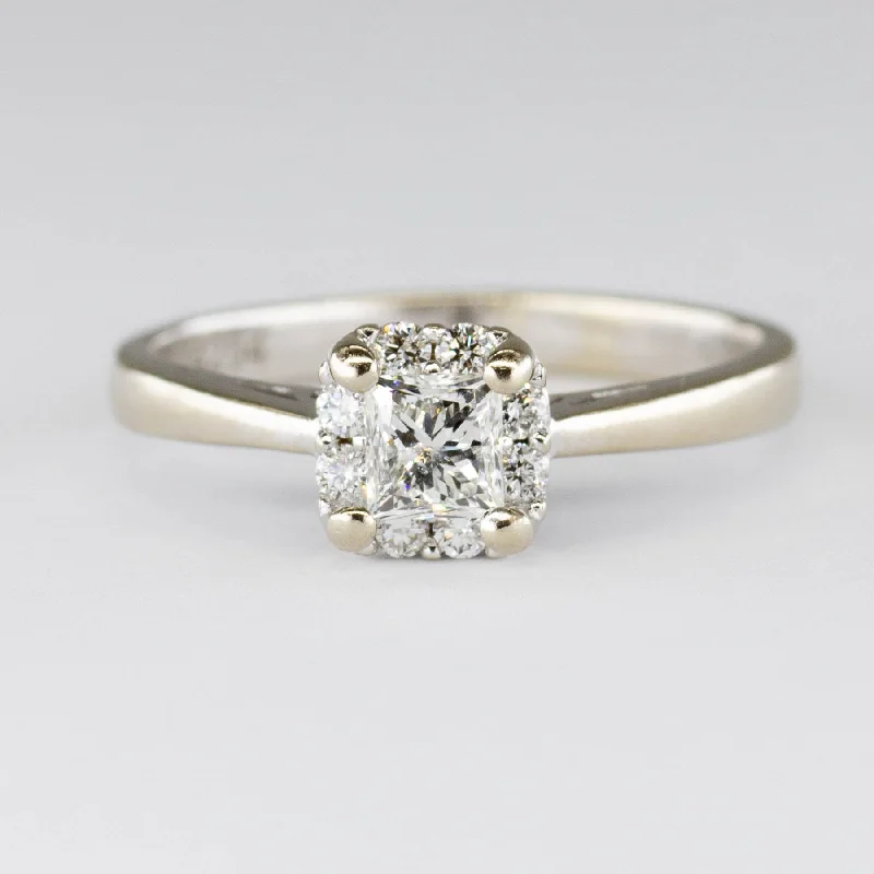 Princess Cut Diamond Halo Set Ring | 0.42ctw | SZ 5.5 |