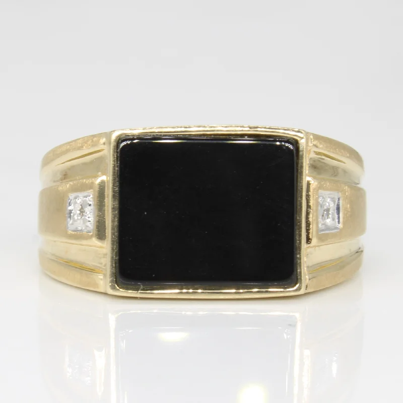 Onyx & Diamond Ring | 3.00ct, 0.01ctw | SZ 10.75 |