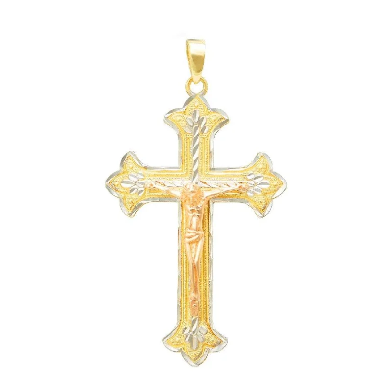 9ct Yellow Gold Three Tone Cross Pendant