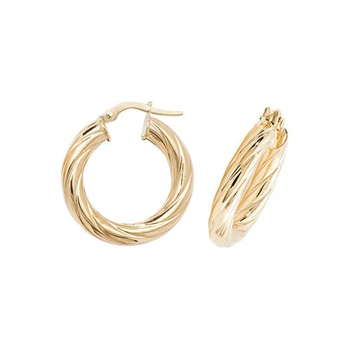 15mm Hoop Earrings - 9ct Yellow Gold