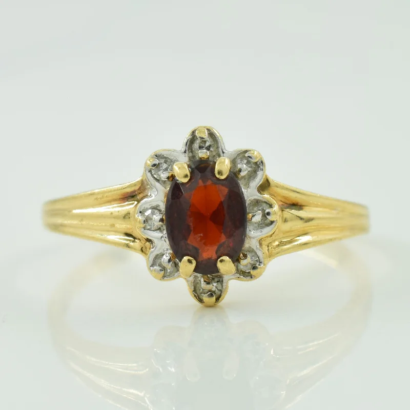 Garnet & Diamond Ring | 0.50ct, 0.04ctw | SZ 7 |