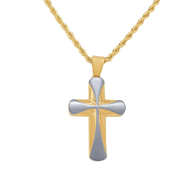 50cm Two Tone Cross Necklace in Stainless Steel