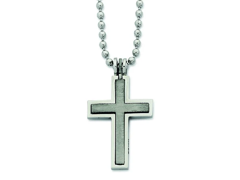 Stainless Steel 55cm Men's Cross Necklace