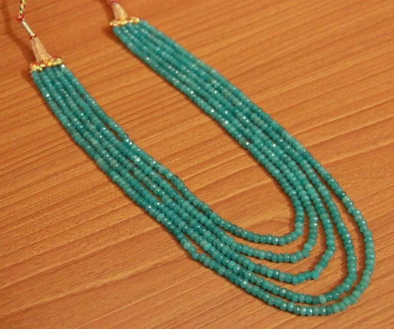 5 Line Turquoise Colour Semi Precious Necklace