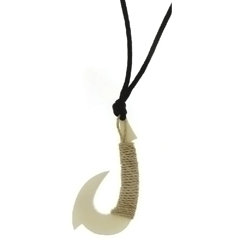 CORDED NATURAL BONE HOOK NECKLACE