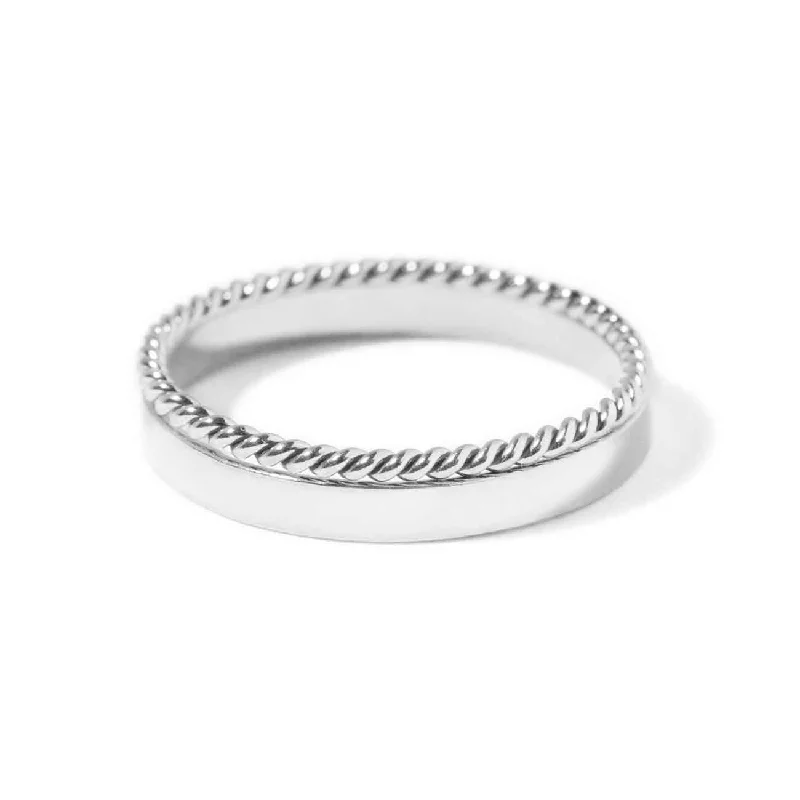 Classic Band and Rope Ring Set