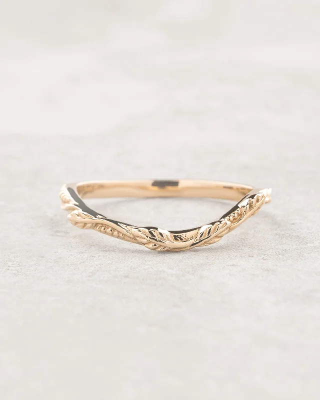 Simple twig gold ring / matching band for Patricia