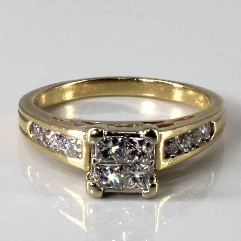 High Set Cluster Diamond Engagement Ring | 0.96ctw | SZ 9 |