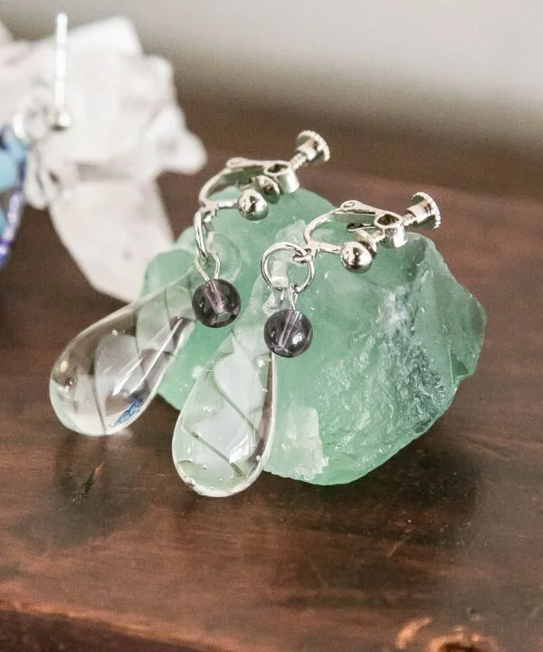 Glass Spiral Clip Earrings