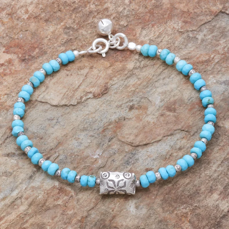 Sky Harmony Karen Hill Tribe Silver and Recon. Turquoise Bracelet