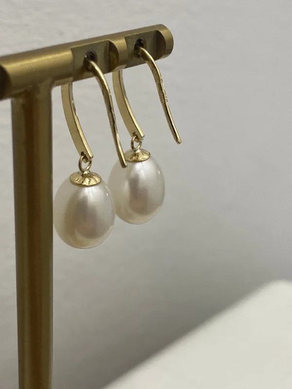 Pearl Hook Earrings - 9ct Gold