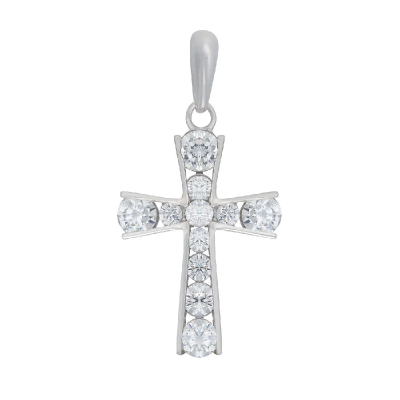 9ct White Gold Cubic Zirconia Cross Pendant