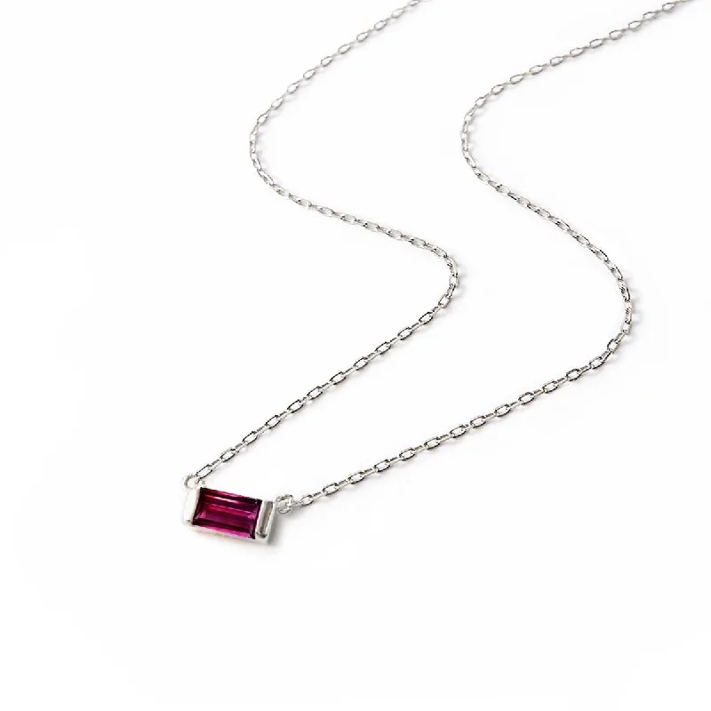 Baguette Gemstone Necklace - Ruby