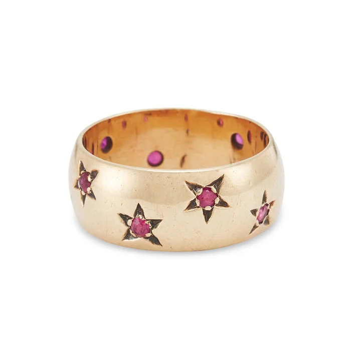 Vintage Star Cigar Band, 14k Yellow Gold