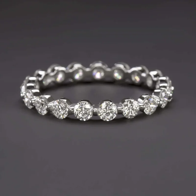 1.03ct DIAMOND FULL ETERNITY RING NATURAL 14k WHITE GOLD SHARED PRONG 1 CARAT