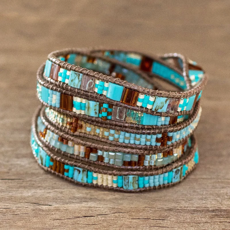 Solola Sunset Artisan Crafted Glass Bead Wrap Bracelet