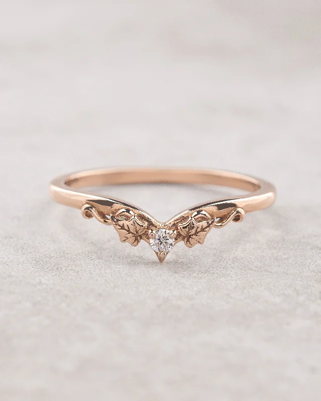 Ivy leaves ring, matching wedding band for Ariadne