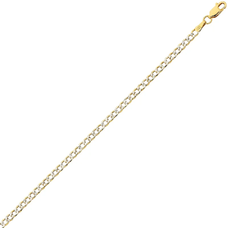 9ct Yellow Gold Silver Infused Two Tone Curb Chain Necklace