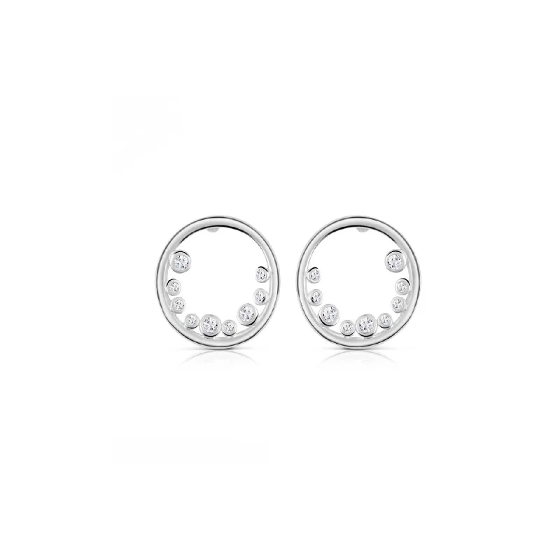 Petite Circular Earrings With Clear Stones