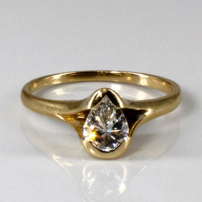 Solitaire Pear Diamond Ring | 0.52ct VS2 H/1| SZ 6 |