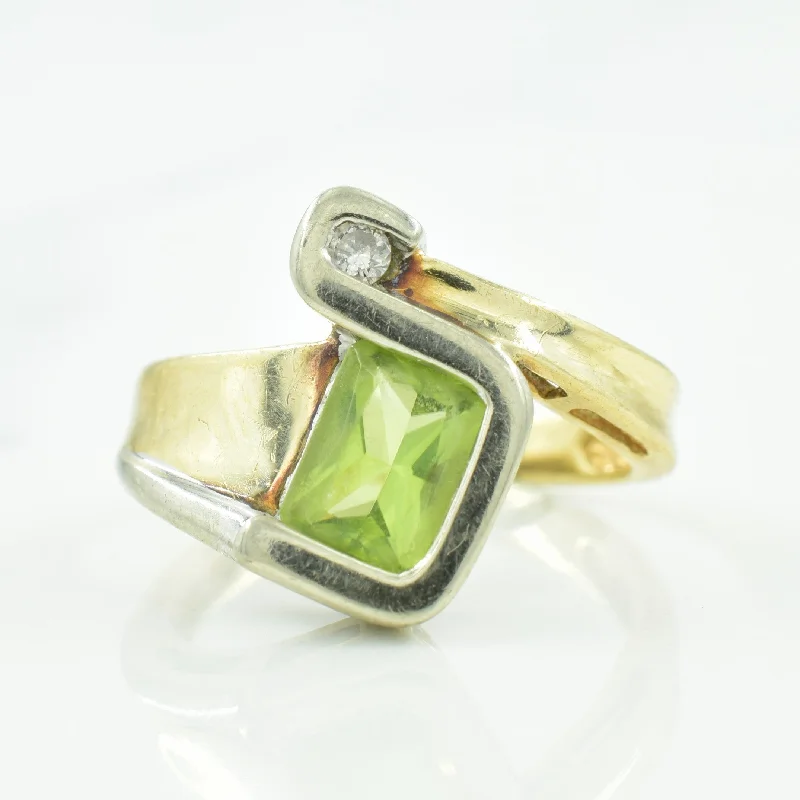 Bypass Peridot & Diamond Ring | 0.90ct, 0.04ct | SZ 4.75 |