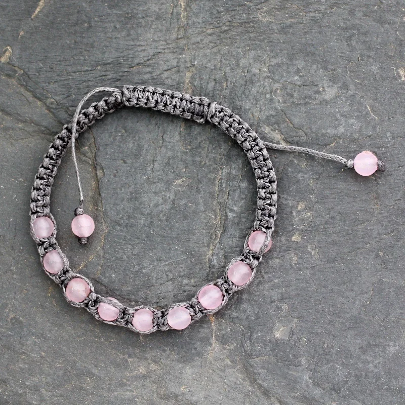 Rose Quartz Adjustable Beaded Bracelet