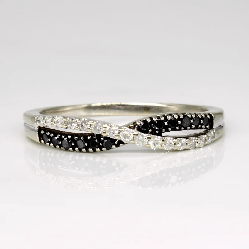 White & Black Diamond Waterfall Ring | 0.15ctw, 0.12ctw | SZ 9 |