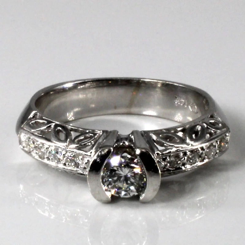 Semi Bezel Set Diamond Filigree Ring | 0.43ctw | SZ 7.5 |