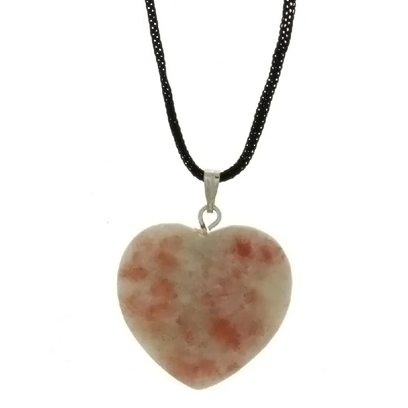 CORDED GEMSTONE SUNSTONE HEART NECKLACE