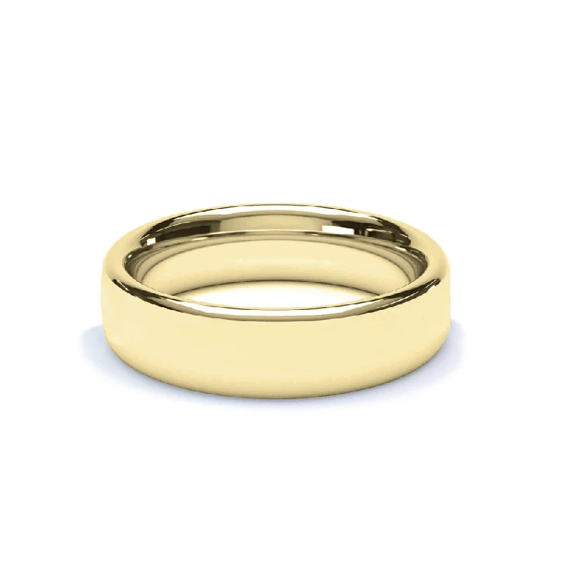 - Ready to Ship 5mm Oval Profile Wedding Ring 18k Yellow Gold