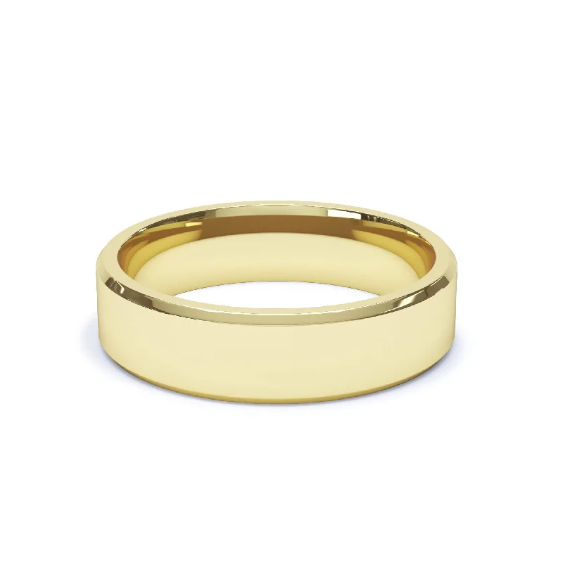 - Bevelled Edge Profile Wedding Ring 9k Yellow Gold