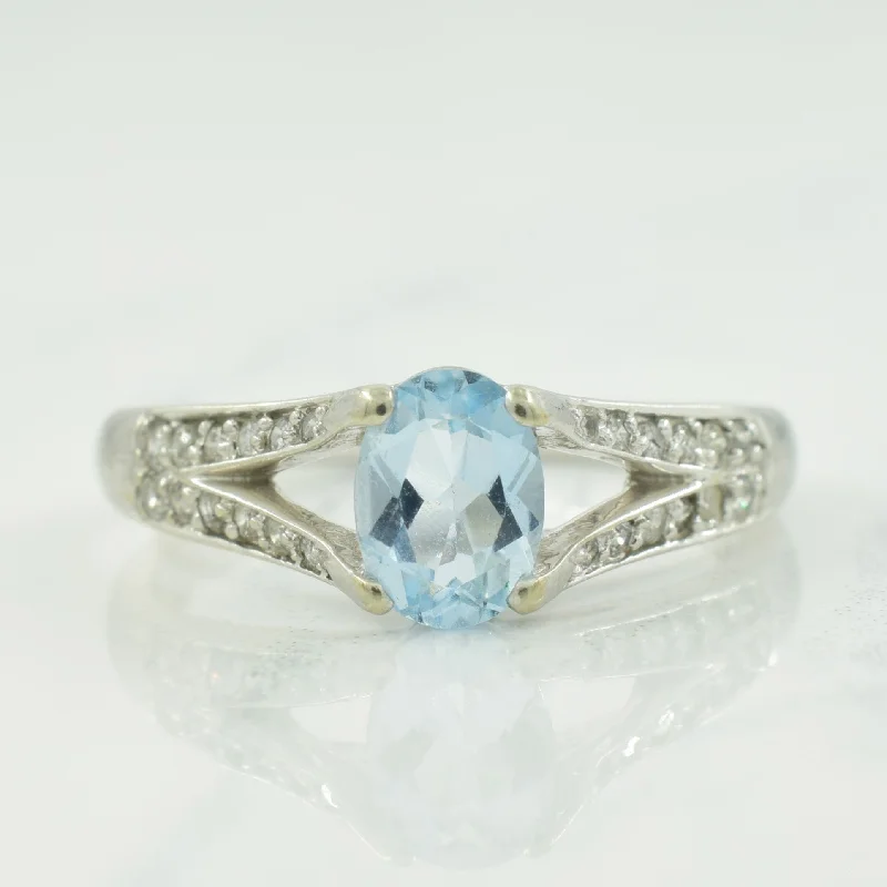 Aquamarine & Diamond Ring | 0.65ct, 0.12ctw | SZ 7.75 |