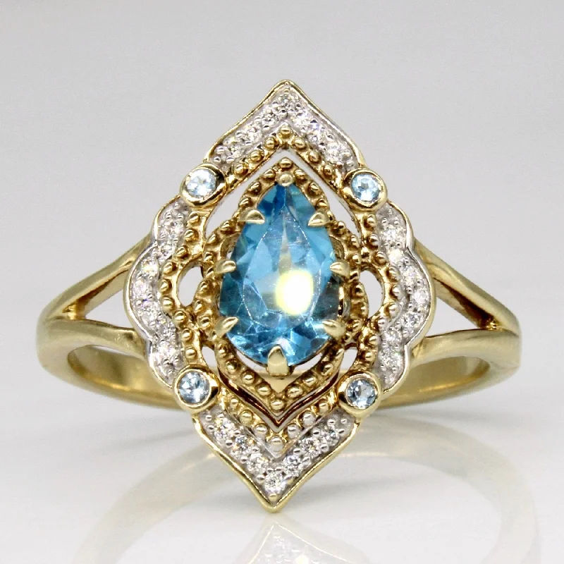 'Disney' Aladdin Swiss Blue Topaz & Diamond Ring | 1.60ctw, 0.09ctw | SZ 8.75 |