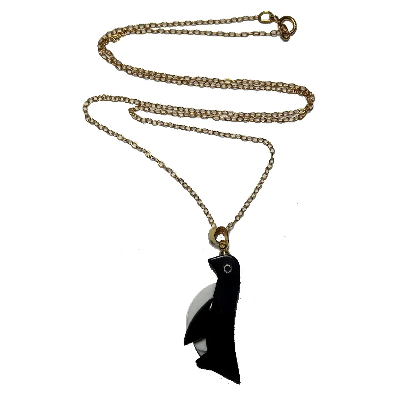 Onyx Necklace Howlite Penguin 14-Karat Gold