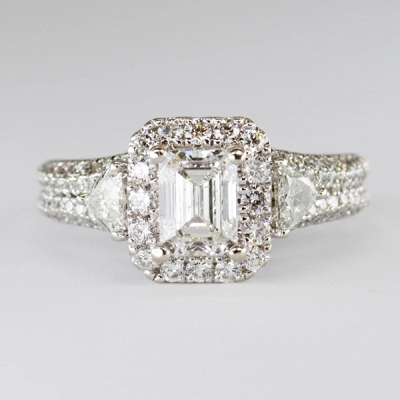 'Vera Wang' Emerald Cut Diamond Halo Engagement Ring | 2.23ctw | SZ 6.5 |