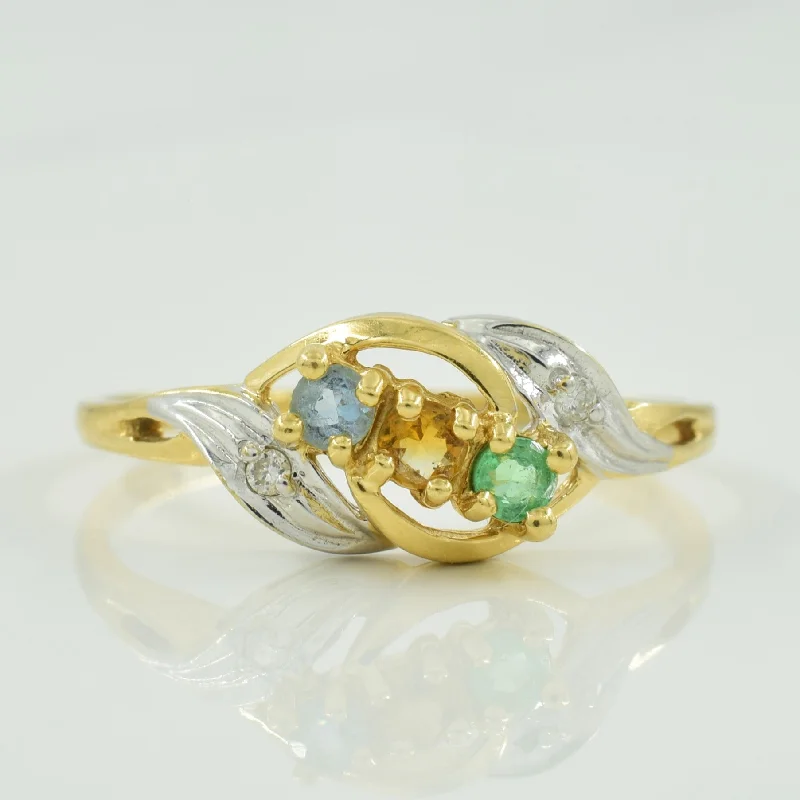 Multi Gem & Diamond Ring | 0.15ctw, 0.02ctw | SZ 8.5 |