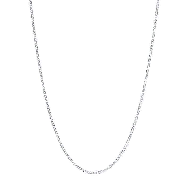 9ct White Gold Diamond Cut Curb Chain Necklace 40cm